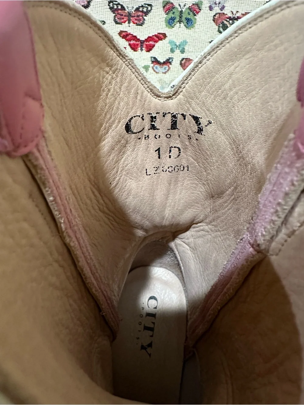 City Boots Pink Heart Cowboy Boots Girls Size 1 Handmade Leather Western Boots